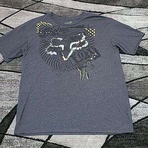 FOX GRAPHIC LOGO CREW-NECK DARK GRAY TEE-SHIRT